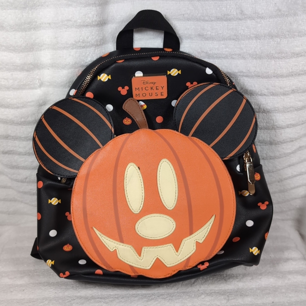 Bioworld Mickey Mouse Halloween Backpack Bag JOL Pumpkin Glow In Dark Disney